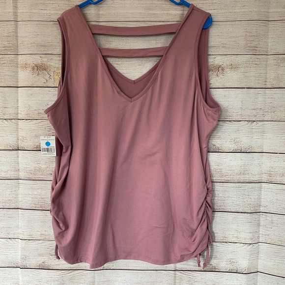 M Fasis V-neck Strappy Back Tank Top Shirt Size 3X Stretchy Knit Pink NWT - Picture 5 of 8